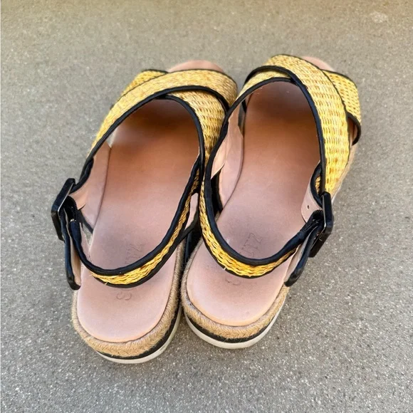 Schutz Aiyana Platform Slingback Sandal Size 7 Tan White Raffia - Picture 5 of 7